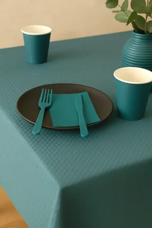 Nappe en papier gaufré Bleu Canard en rouleau 20 mètres Petit Prix