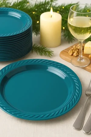 20 assiettes plastique Bleu Canard 22cm Affaire À Saisir