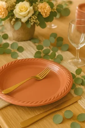 Paiement Sécurisé 20 assiettes plastique Terracotta 22cm