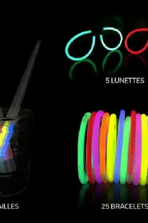Lot de 35 accessoires lumineux fluos multicolores Acheter Direct