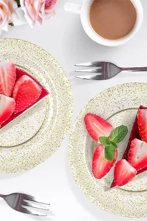 Petite assiette plastique pailletée Or x 10 pièces Bon Plan