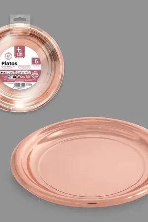 Assiette plastique rose gold réutilisable ronde 23cm x 6 pièces Commander Maintenant