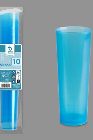 Bon Plan 10 verres en plastique cylindrique incassable Turquoise 30cl