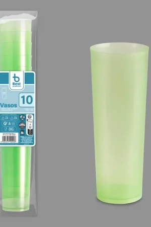 10 verres en plastique cylindrique incassable vert anis 30cl Offre Spéciale