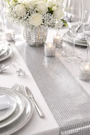 Petit Chemin de table satin Argent Disco 15cm Achetez Aujourd'hui
