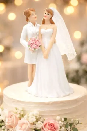 Couple de mariés deux femmes 12cm Pas Cher