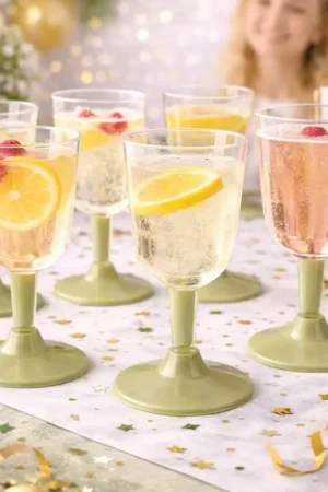 Affaire À Saisir 6 verres à vin/eau en plastique à pied Vert Sauge 20 cl