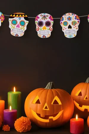 Meilleure Vente Guirlande Día de los Muertos Crânes Colorés