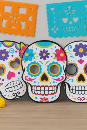 Masques Dia de los Muertos lot de 3 modèles Bon Plan
