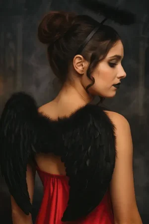 Satisfait Ou Remboursé Ailes d’ange noir avec serre-tête auréole
