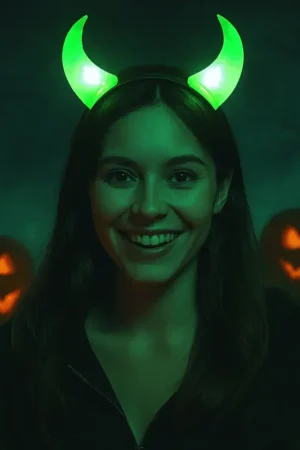 Prix Réduit Serre-tête diable lumineux vert adulte