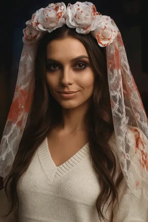 Offre Exclusive Voile de mariée ensanglanté adulte