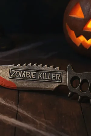 Nouveauté Poignard Zombie Killer en plastique ensanglanté