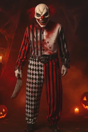 Déguisement adulte clown diabolique sanglant Promotion Saisonnière