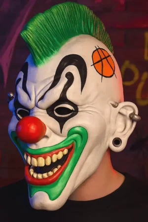 Masque clown punk souple effrayant avec crête verte Livraison Express