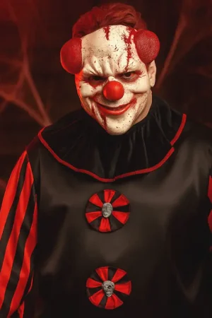 Prix Réduit Masque clown sanglant demi-visage en polyuréthane