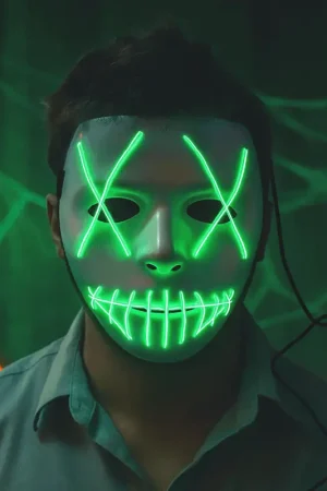 Masque psycho lumineux vert avec LED Achat Immédiat