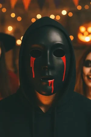 Masque noir avec larmes de sang Expédition Rapide