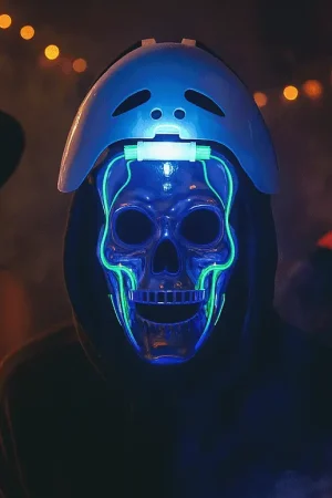 Usine Directe Masque Halloween lumineux squelette 2 en 1