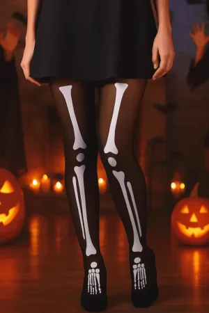 Collants squelette femme noirs imprimés Achetez Aujourd'hui