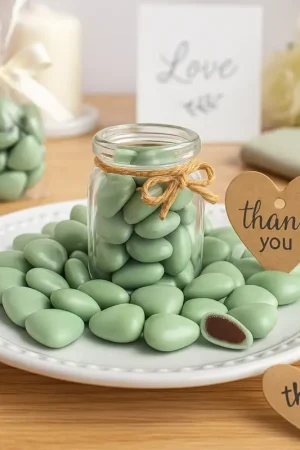 Dragées Coeur Chocolat Vert Sauge 500 gr Prix Promo
