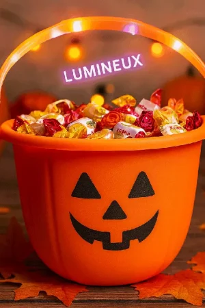 Pot à bonbons citrouille lumineux Halloween Réduction