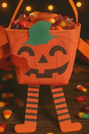 Sac porte-bonbons Citrouille Halloween Réduction