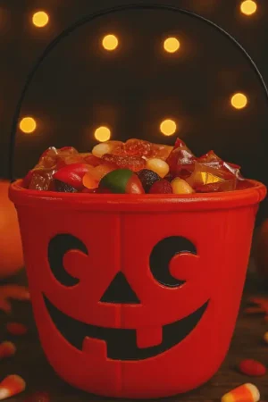 Expédition Rapide Pot à bonbons citrouille rouge Halloween 17 cm