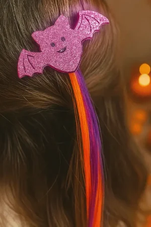 Prix Cassé Barrette Chauve Souris Halloween avec mèche de cheveux coloré
