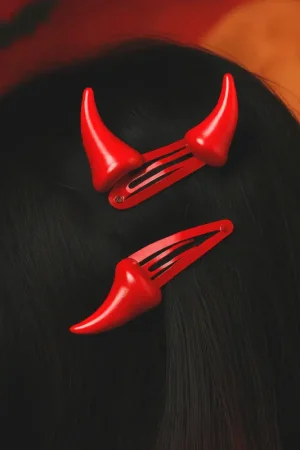 Barrettes cheveux cornes de diable – Accessoire Halloween Haute Qualité