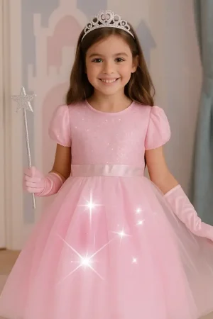 Déguisement princesse lumineuse sequins + accessoires 7-8 ans Vente Flash
