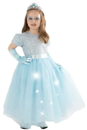 Robe de Princesse Lumineuse Bleue 3-4 ans Produit De Marque