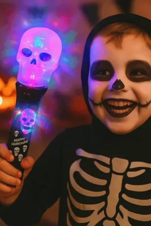 Baguette lumineuse squelette avec LED rotatives Halloween Prix Cassé