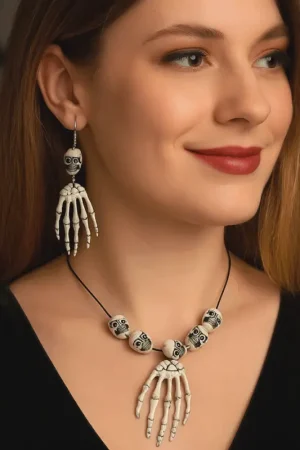 Set bijoux squelette Halloween collier et boucles d’oreilles Nouvel Arrivage