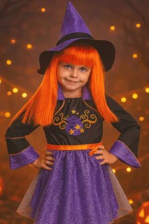Déguisement sorcière classique Halloween fille 5-7 ans avec chapeau Expédié Aujourd'hui