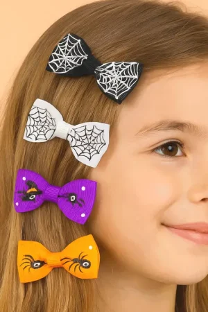 Soldes Barrettes cheveux Halloween – Lot de 4 nœuds colorés