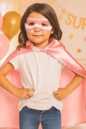Offre Limitée Cape et Masque Super Héros Rose Enfant