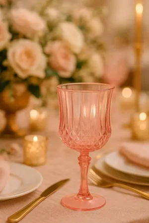 Retour Gratuit Verre à Pied Réutilisable Plastique Rose 220ml