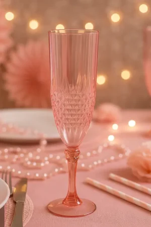 Flûte réutilisable en plastique rose 220 ml Affaire À Saisir