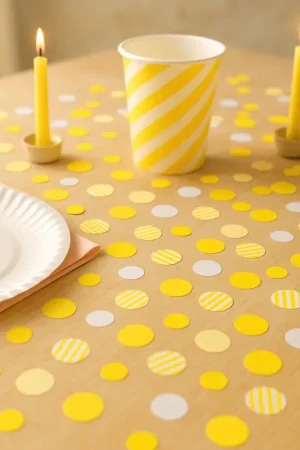 50 Confettis Mix&Match Papier Jaune et Blanc De 1 à 2cm Remise