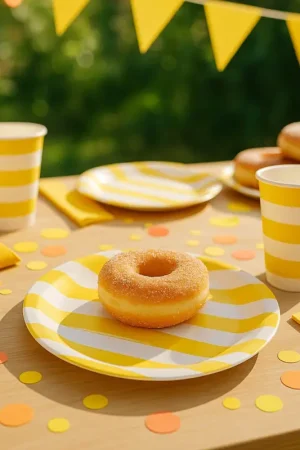 6 Assiettes Mix&Match Carton Jaune et Blanc 23cm Meilleure Vente