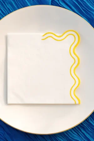 10 Serviettes Mix&Match Papier Jaune et Blanc 33x33cm - 3 Plis Paiement Sécurisé