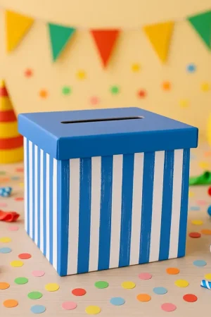 Produit De Marque Urne Mix&Match Carton Bleu et Blanc 20x20cm