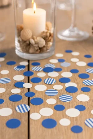 Commande En Gros 50 Confettis Mix&Match Papier Bleu et Blanc De 1 à 2cm