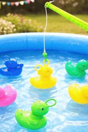 Pas Cher Jeu de pêche aux canards enfant – 6 canards multicolores avec canne à pêche