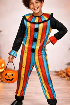 Top Vente Déguisement Halloween Clown Enfant 10/12 ans – Costume Clown Multicolore