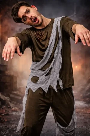 Déguisement Halloween Zombie adulte S/M – Costume mort-vivant réaliste haut et pantalon Prix Cassé
