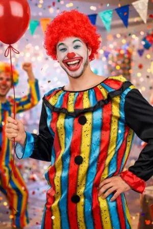 Nouveauté Déguisement Costume Clown Multicolore Adulte – Combinaison S/M
