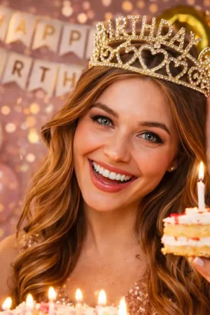 Promotion Saisonnière Diadème Birthday Girl en métal doré avec strass – Accessoire fête & anniversaire femme