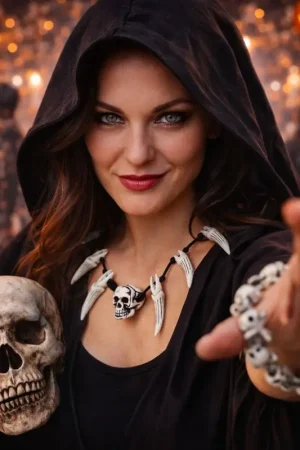 Pas Cher Bijoux tête de mort Halloween – Collier et bracelet assortis